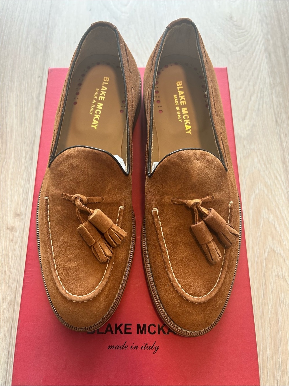 Blake McKay Men's Suede Brown Tassel Loafers w/box